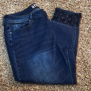 HYDRAULIC Womens‎ Jeans Blue Denim Embellished Cropped Straight Leg Size 20W
